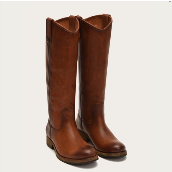 Frye Melissa Button Cognac Leather Knee High Boot - Picture 4 of 9
